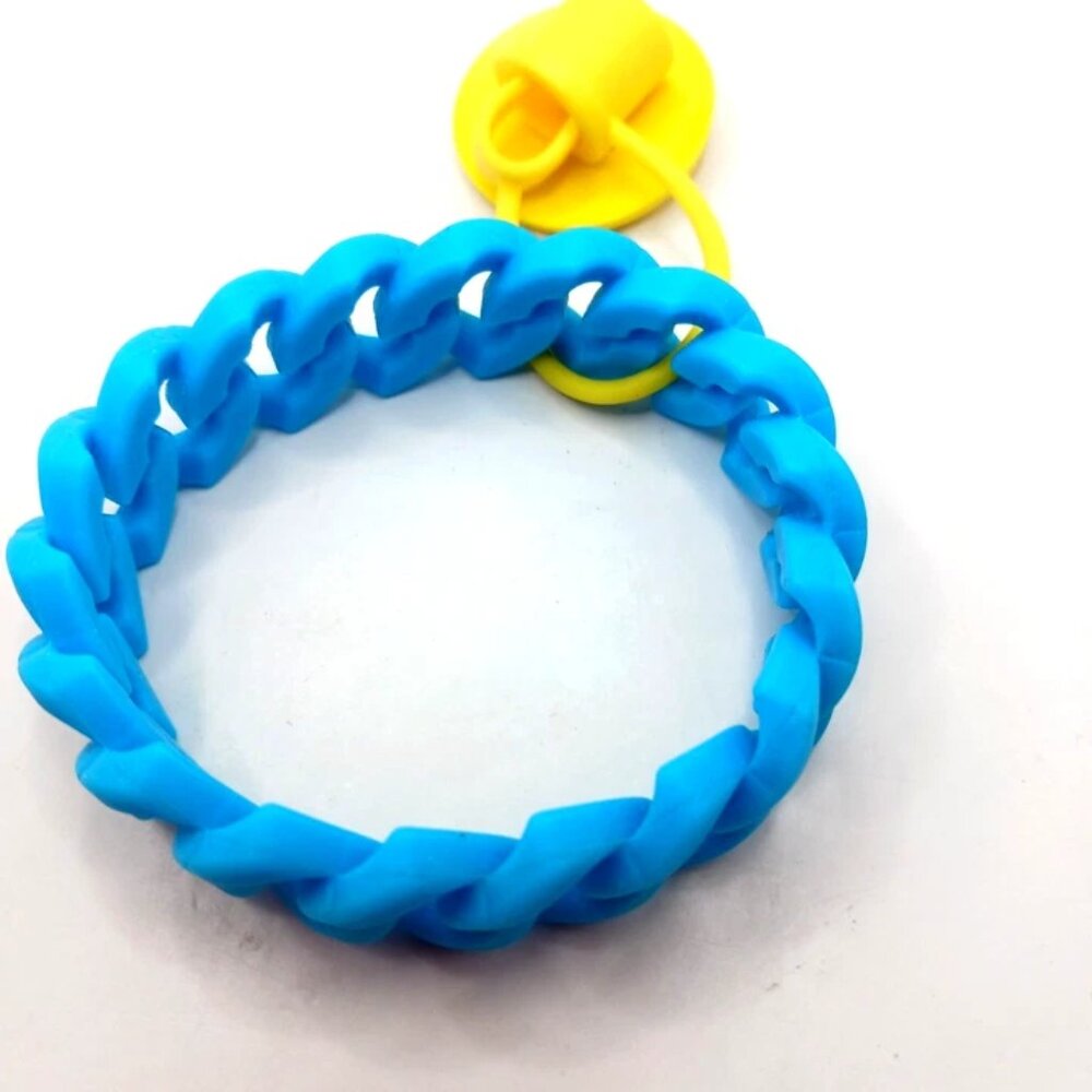 Smiley Face Silicone - Rubber Blue Bracelet -Wristband 8 Inches - Picture 7 of 8